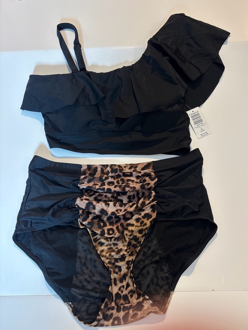 Torrid Swim Bikini Bottom High Waisted Cheetah Leopard Black Size 2 2X 2PC